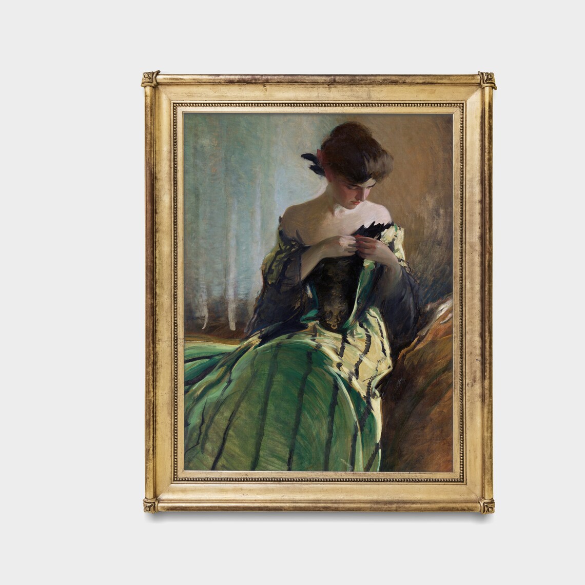 Vintage Victorian Woman Portrait, Oil Art Print - Image 5