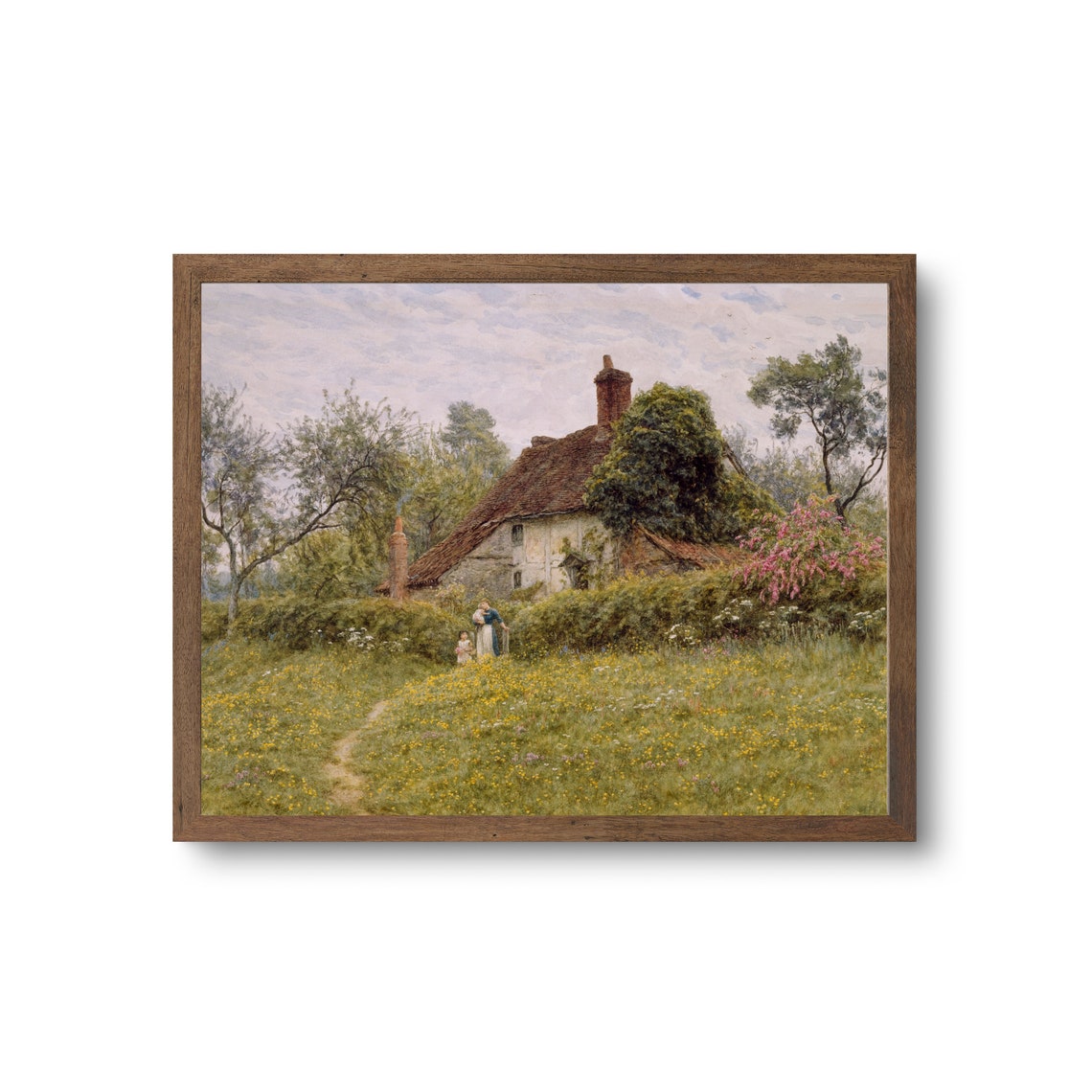 Vintage Landscape Painting Horizontal Wall Art Oil Painting Print Antique Art Print Farmhouse Poster Print Above Bed Art - Image 2