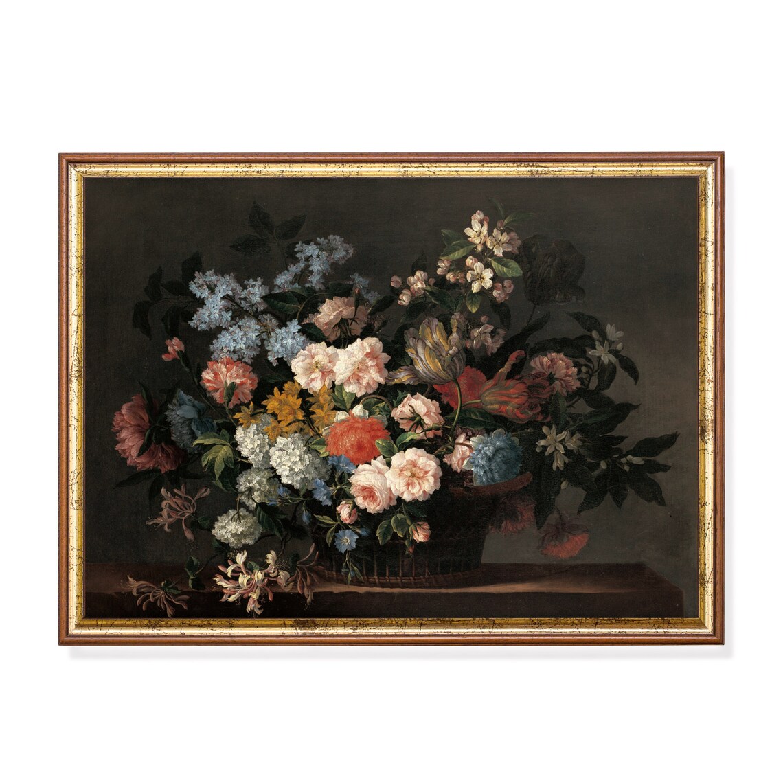 Still Life With Flowers Antique Floral Art Print