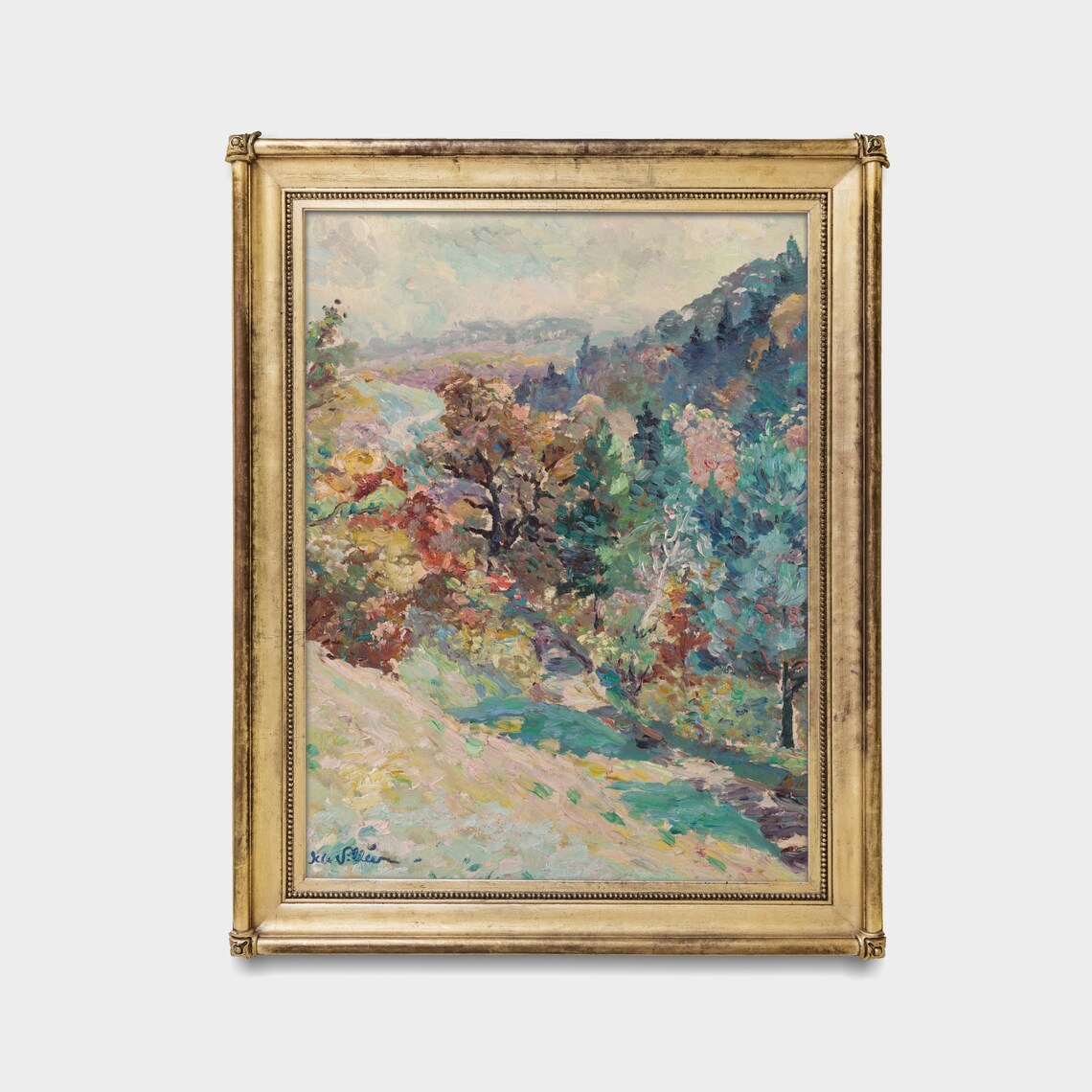 Colorful Autumn Hillside Impressionist Landscape Oil Painting Poster - Image 2