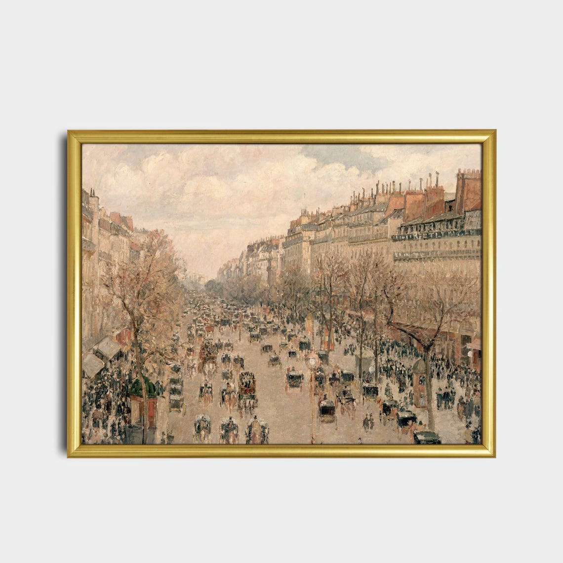 Bustling Paris Boulevard with Carriages Vintage Impressionist Poster - Image 2