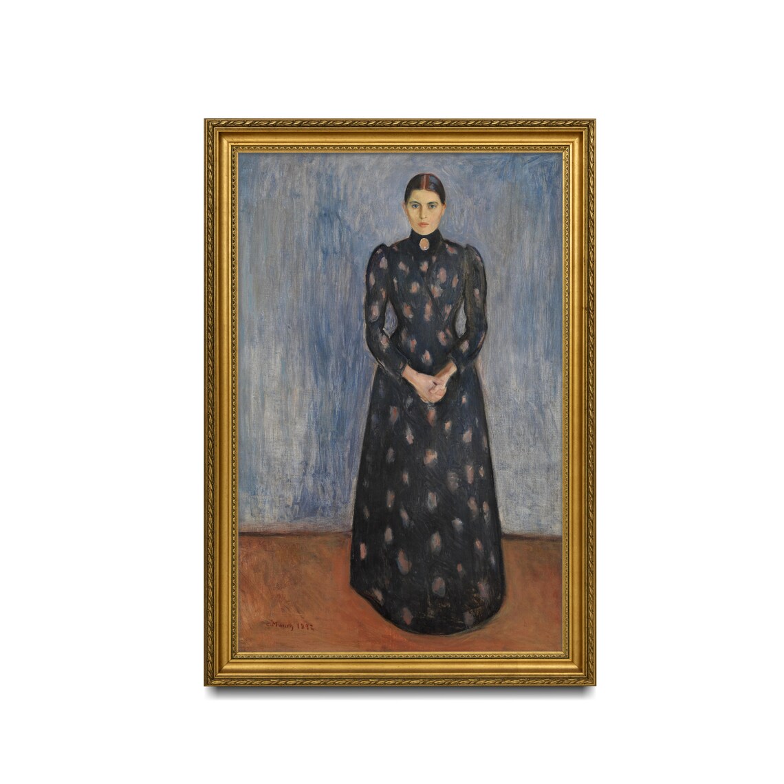 Edvard Munch 1922 Portrait of a Woman in a Floral Dress Poster - Image 3