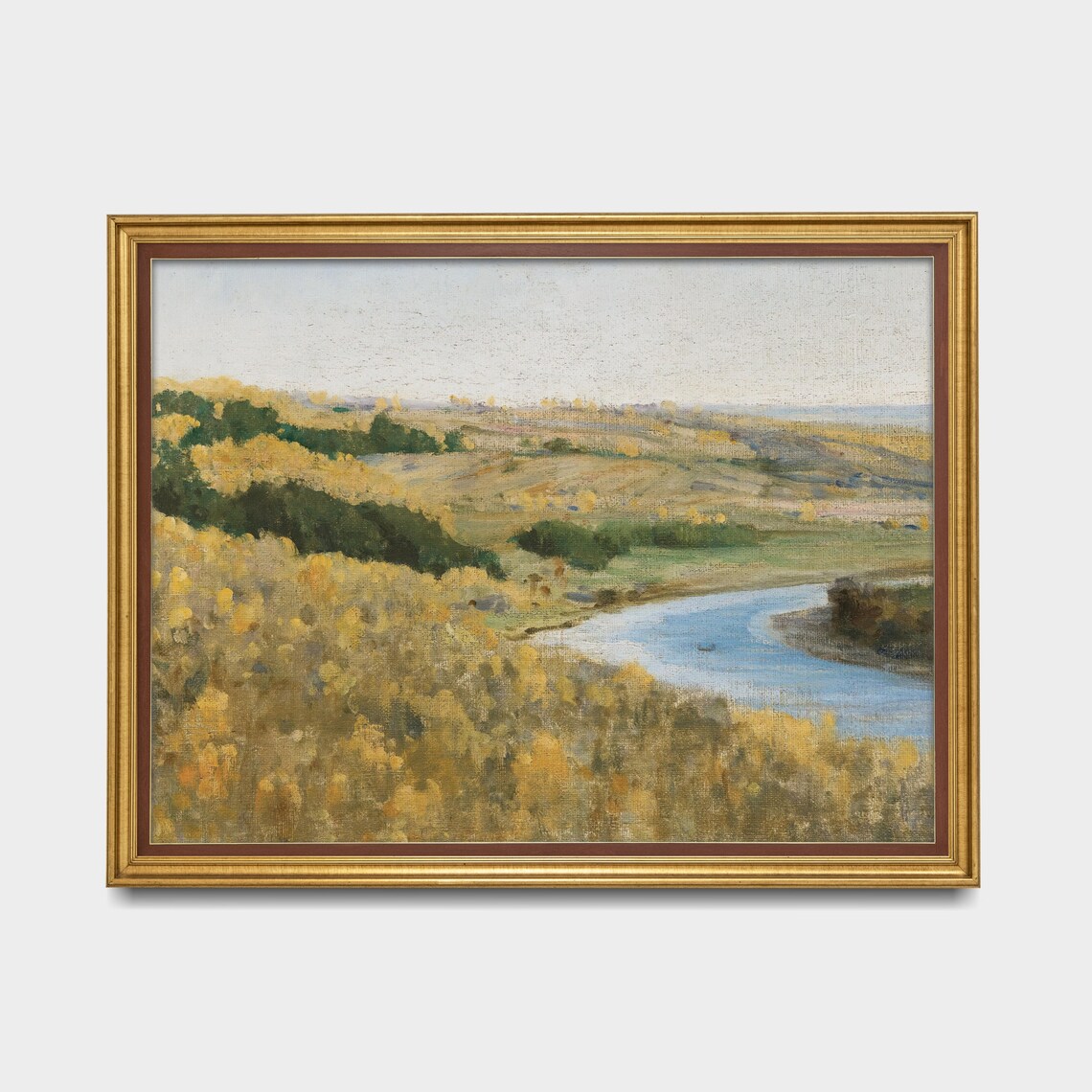 Golden Autumn River Valley Vintage Landscape Painting Wall Poster - Image 5