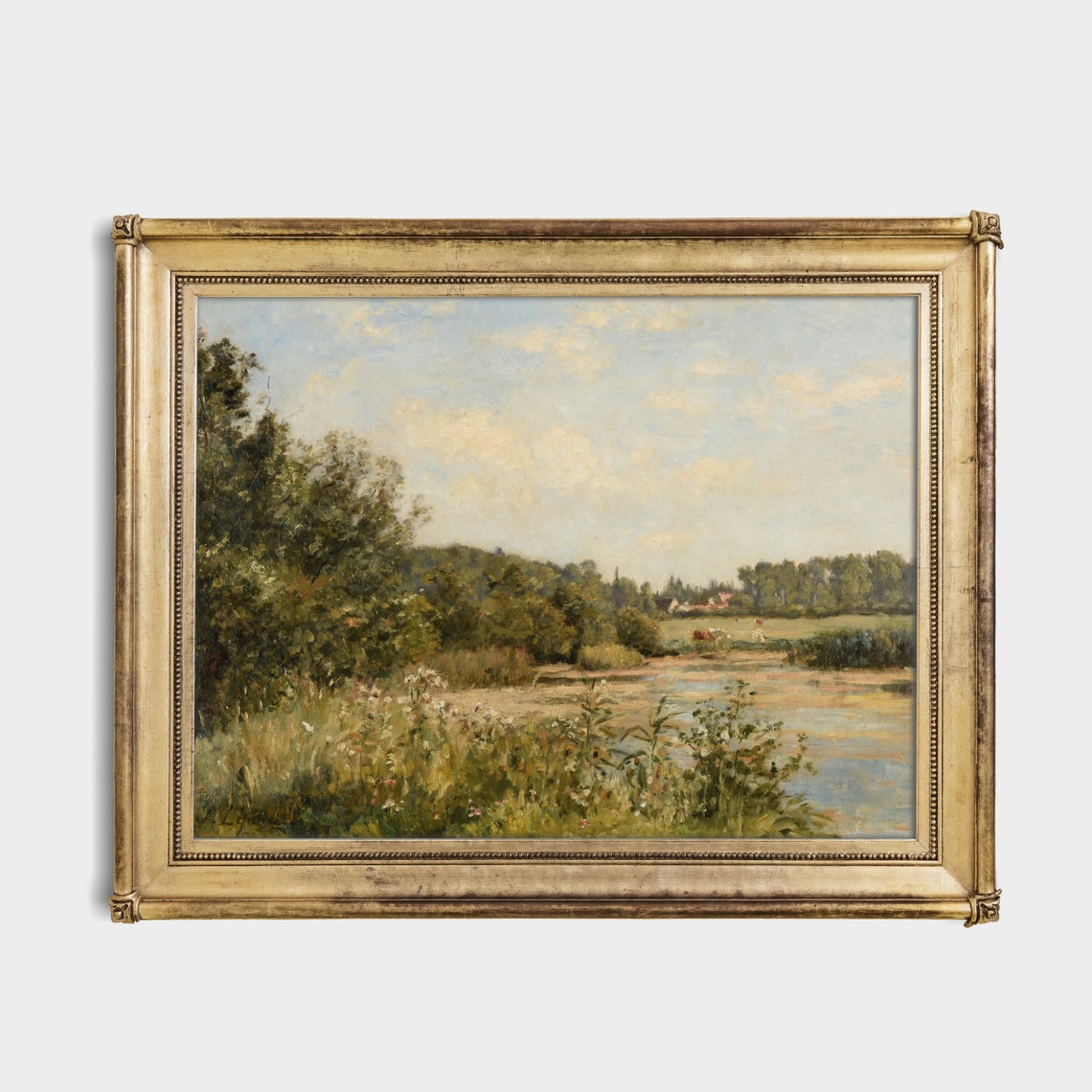 Quiet River Meadow With Wildflowers And Distant Farmhouse Poster - Image 4