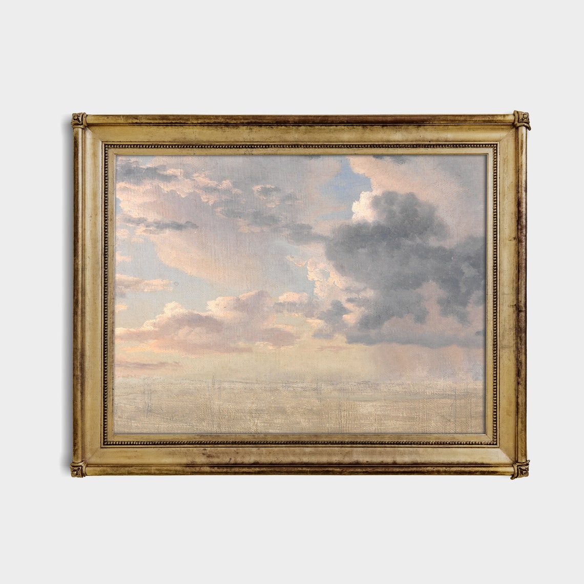 Vintage Cloud Study Antique Sky Painting Wall Art Nursery Decor 18th Century Art Rustic Oil Print - Image 4