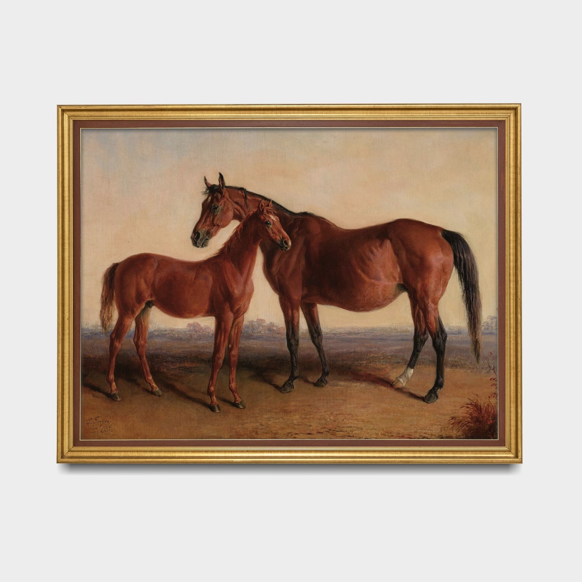 Mailed Print Vintage Horse Painting Antique Equestrian Print Farmhouse Decor Oil Painting Moody Fine Art Printed And Shipped - Image 3