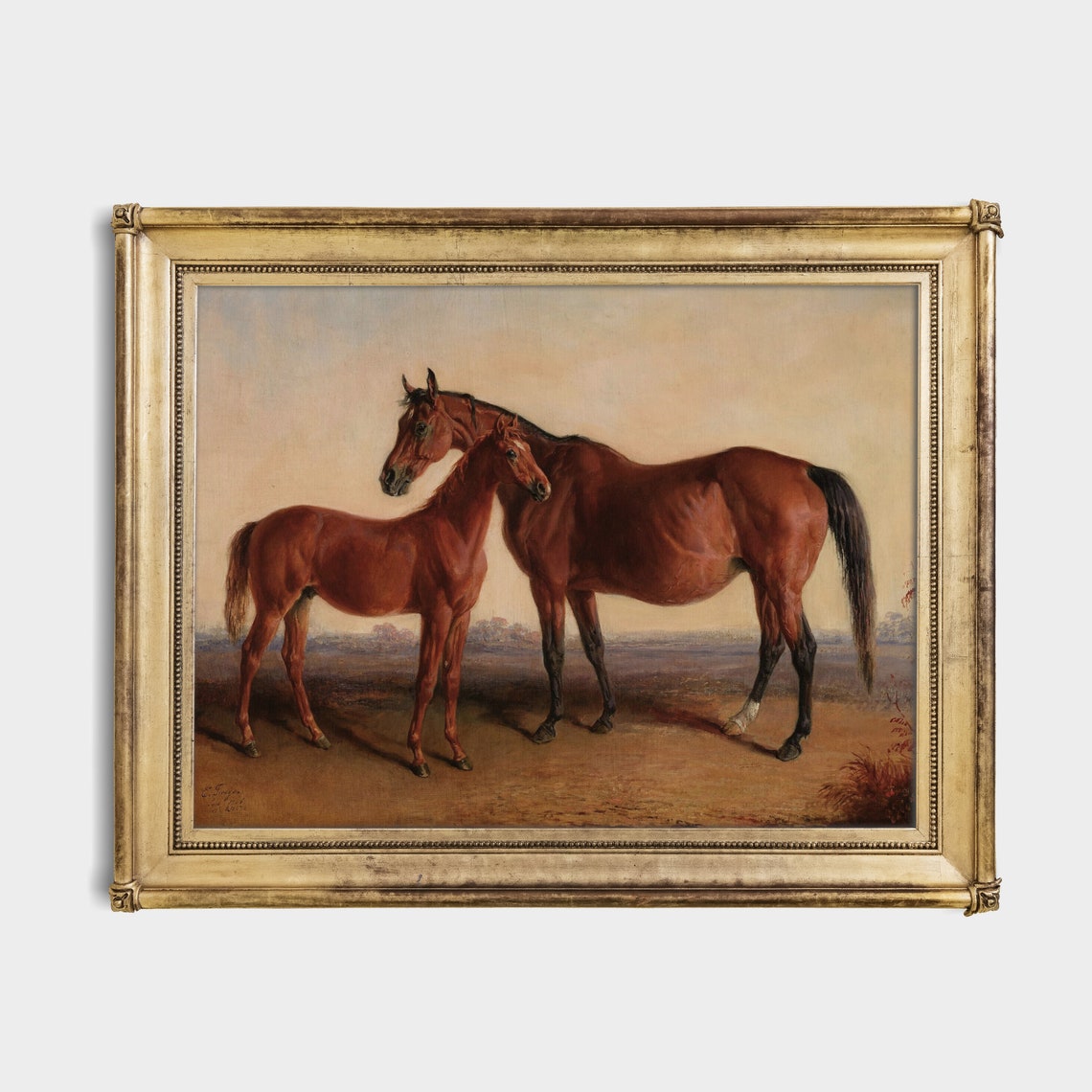 Mailed Print Vintage Horse Painting Antique Equestrian Print Farmhouse Decor Oil Painting Moody Fine Art Printed And Shipped - Image 2