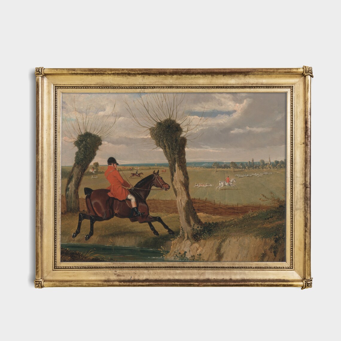 Huntsman in Scarlet Coat Clearing the Brook Vintage Hunting Poster - Image 2