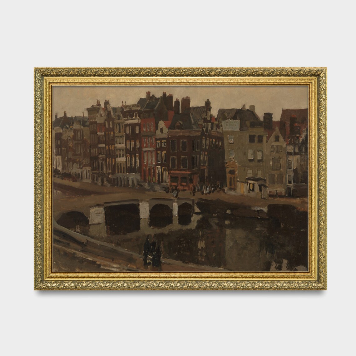 Old Canal Houses And Bridge At Dusk Moody European Cityscape Poster - Image 2