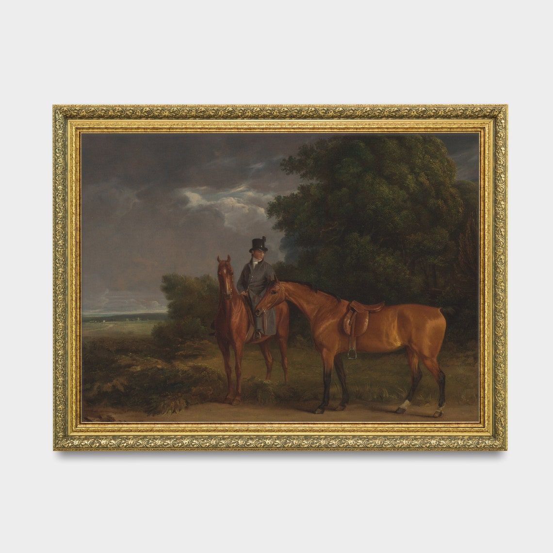 Gentleman in a Top Hat With Two Horses Vintage Equestrian Poster - Image 3