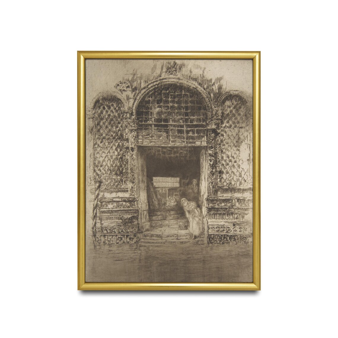 Whistler The Doorway Venetian Water Door Etching Vintage Poster - Image 2
