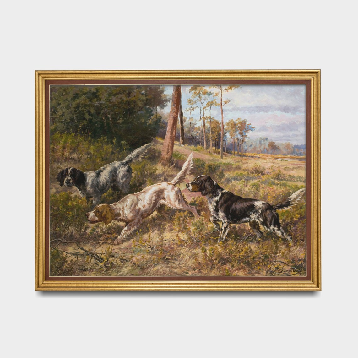 Vintage Dogs Painting, English Setters In Field Art Print - Image 3