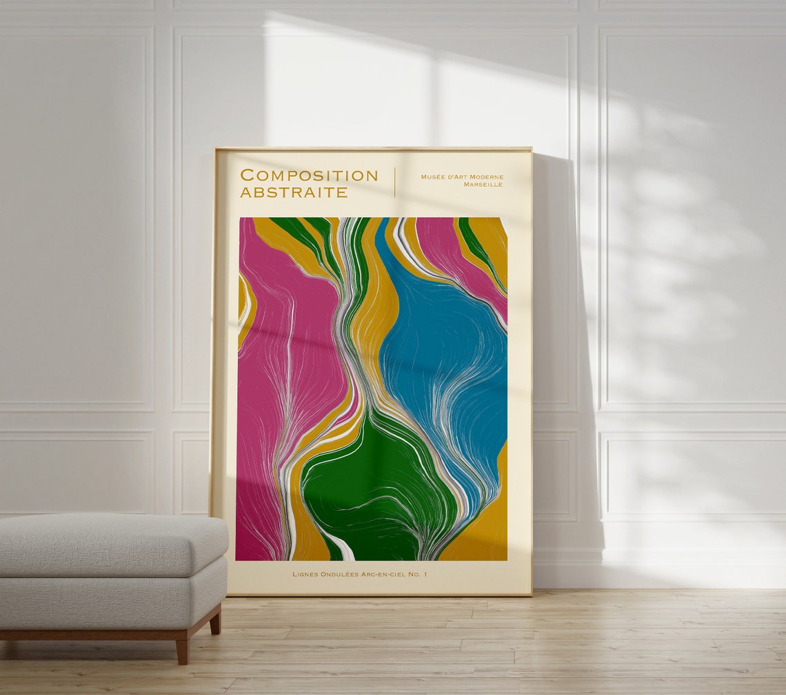 Composition Abstraite Rainbow Lines Poster Marseille Museum Abstract