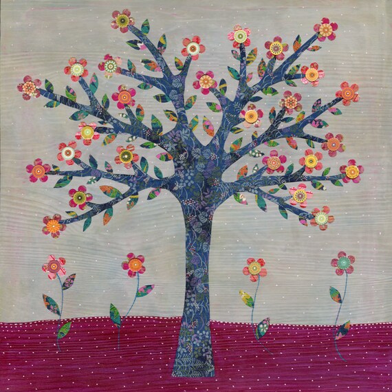 Tree Collage Mixed Media Art Print