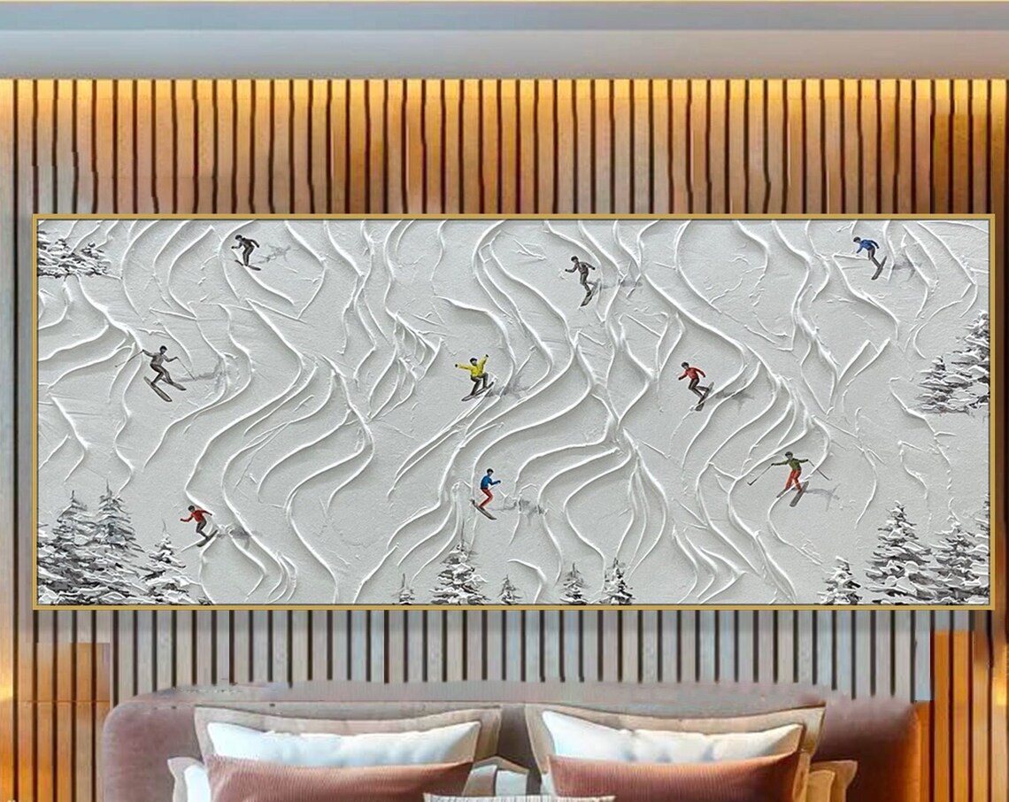 Skier on Snowy Mountain, Personalized Ski Art Print