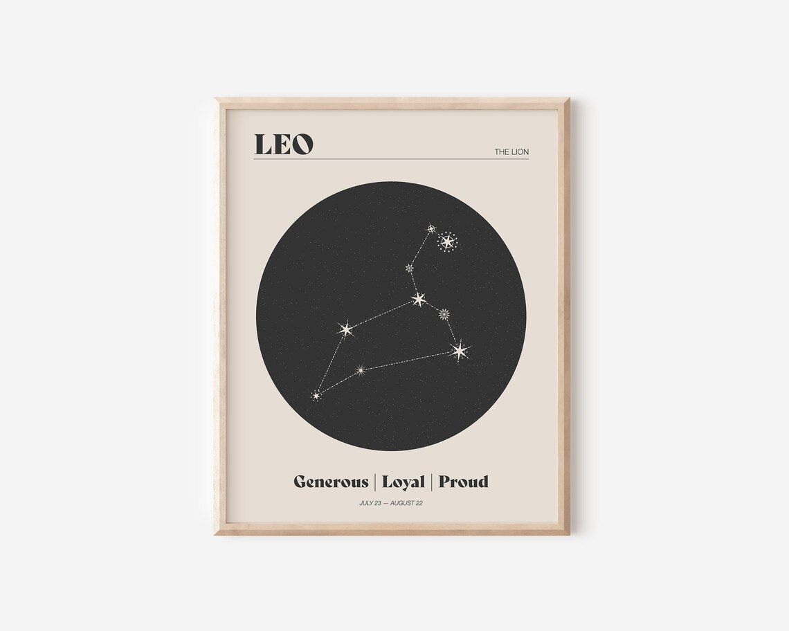 Leo Star Constellation Art Print, Neutral Decor - Image 2