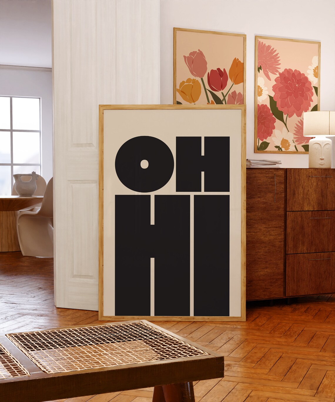 Oh Hi Modern Typography Poster, Bold Type Wall Art