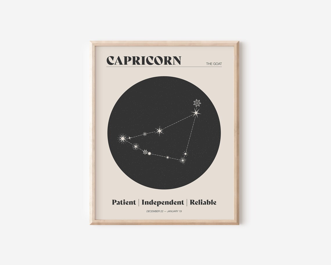 Capricorn Star Constellation Art Print, Neutral Decor - Image 2