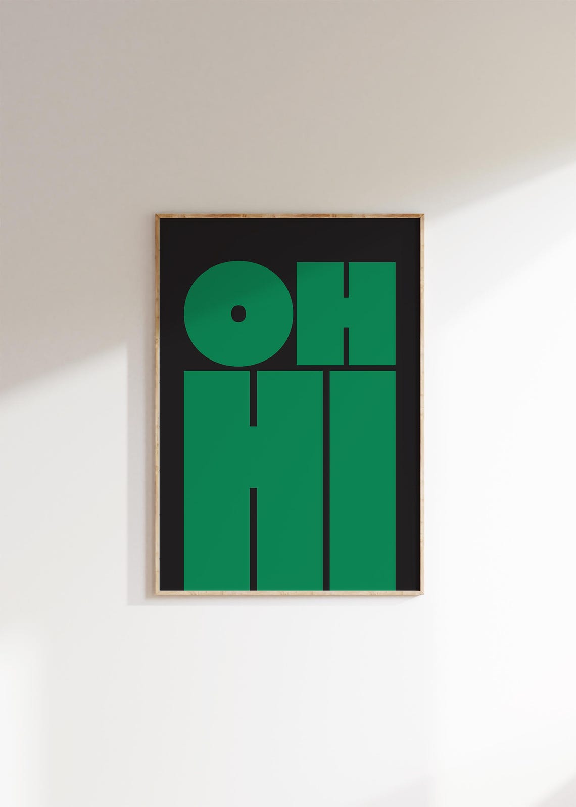 Oh Hi Green Black Bold Typography Fun Modern Gallery Wall Poster - Image 2