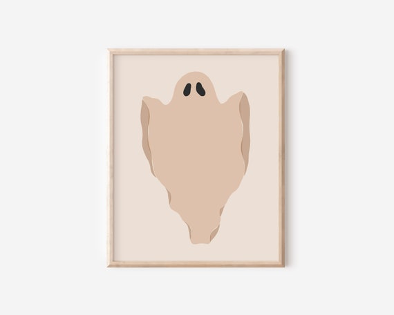 Minimalist Spooky Ghost Illustration Cute Spooky Wall Decor Modern Halloween Print Autumn Decor Ghostly Art Print Instant