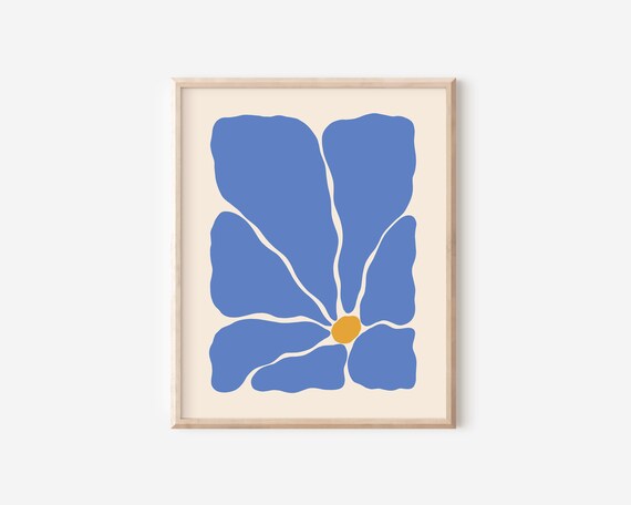 Retro Abstract Flower Art Print Groovy Flower Poster Matisse Inspired Flower Print 70s Floral Artwork Trendy Retro Botanical Print