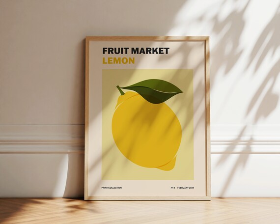 Lemon Fruit Market Art Print, Kitchen Wall Art