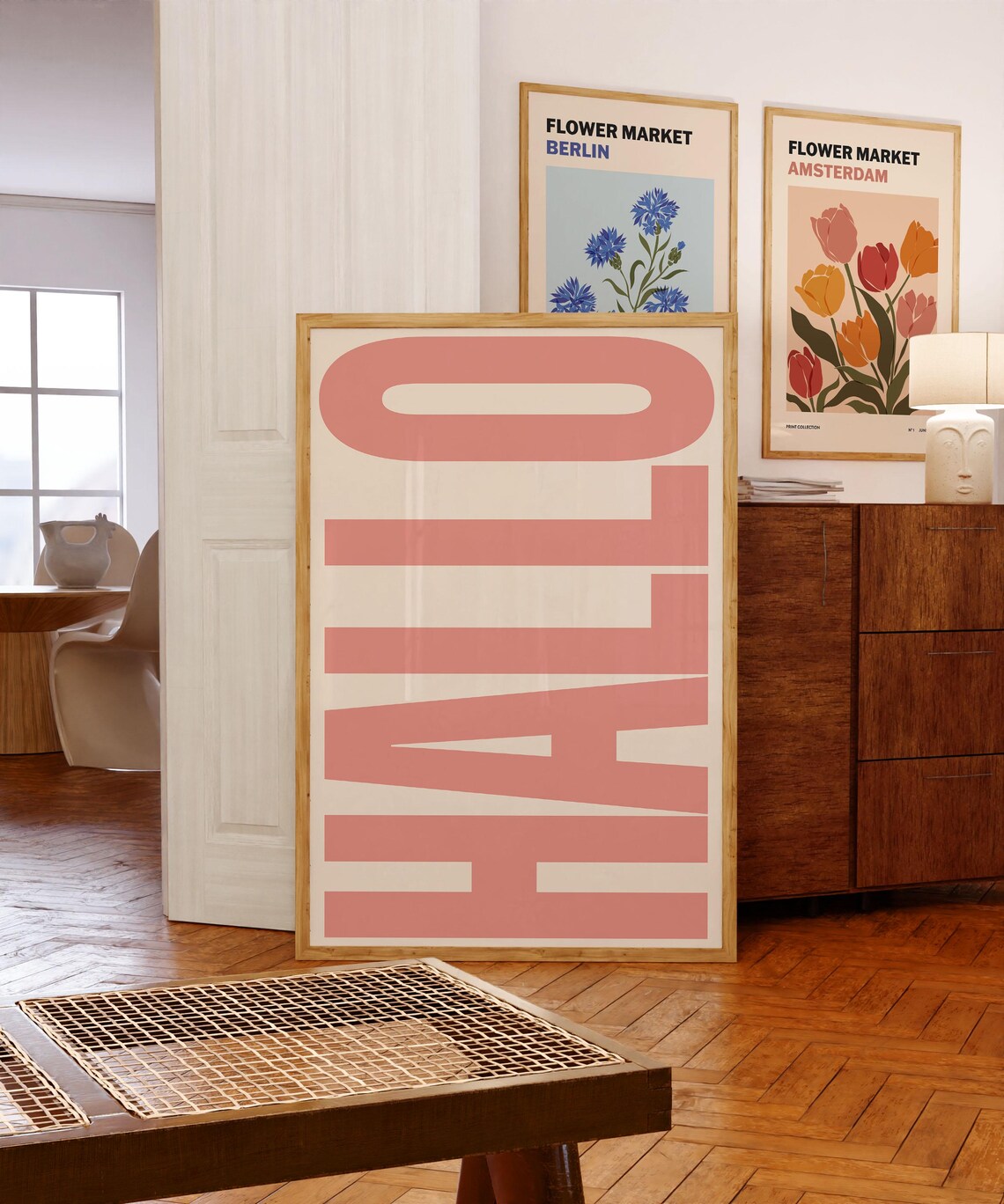 Hallo Print Typography Poster, Retro Wall Art