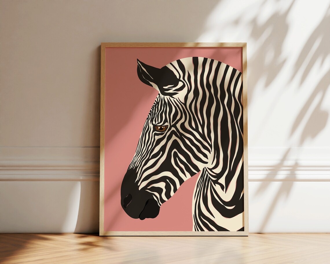 Zebra Stripes Jungle Safari Art Print, Modern Boho