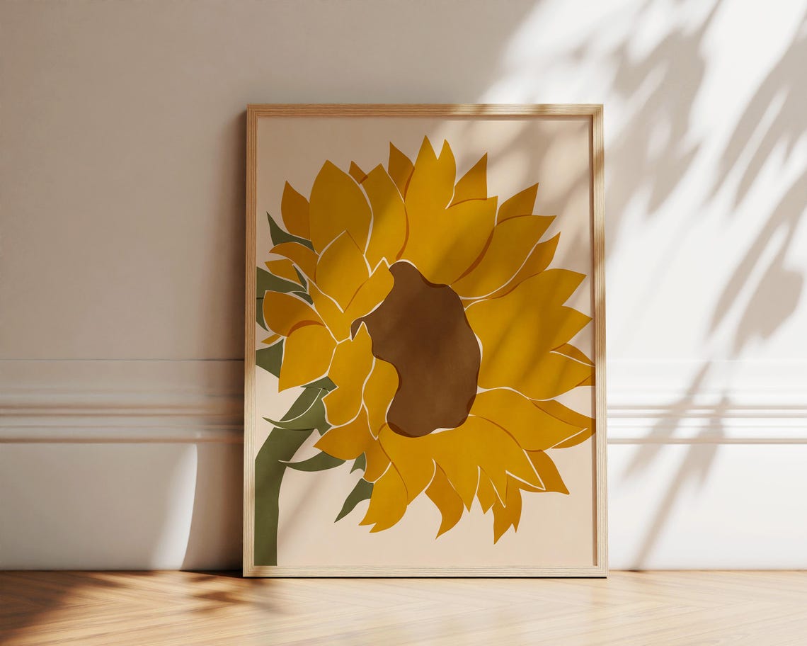 Gold Sunflower Profile Modern Botanical Illustration Wall Decor Poster - Image 2