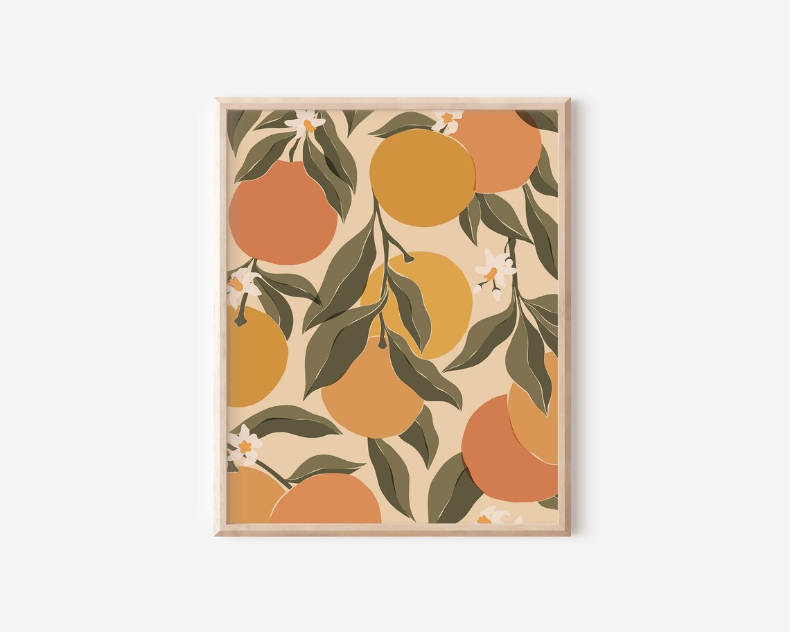 Grapefruit Abstract Botanical Art Print, Boho Kitchen - Image 2