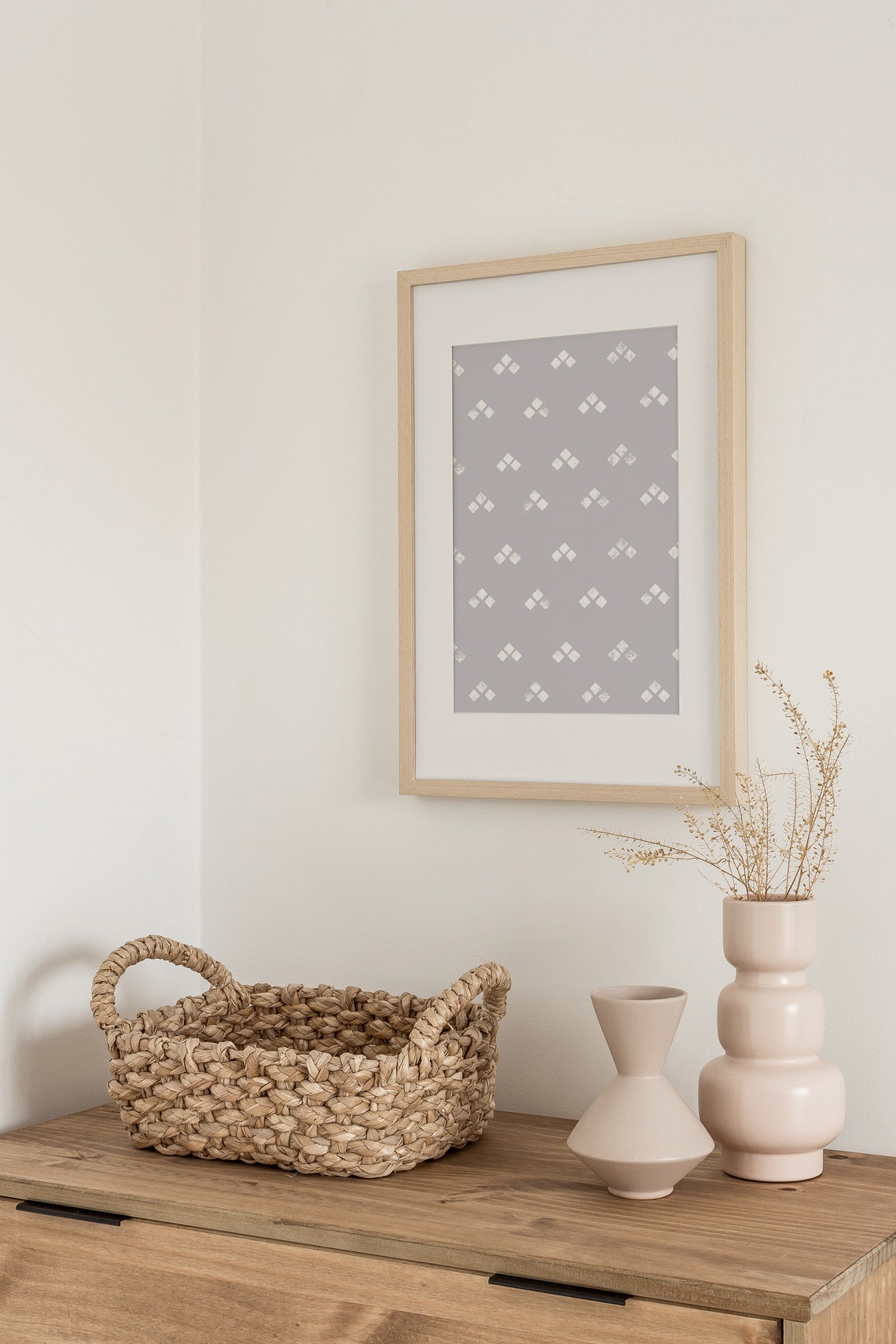 Boho Block Pattern Grey Geometric Modern Minimalist Decor Poster - Image 2