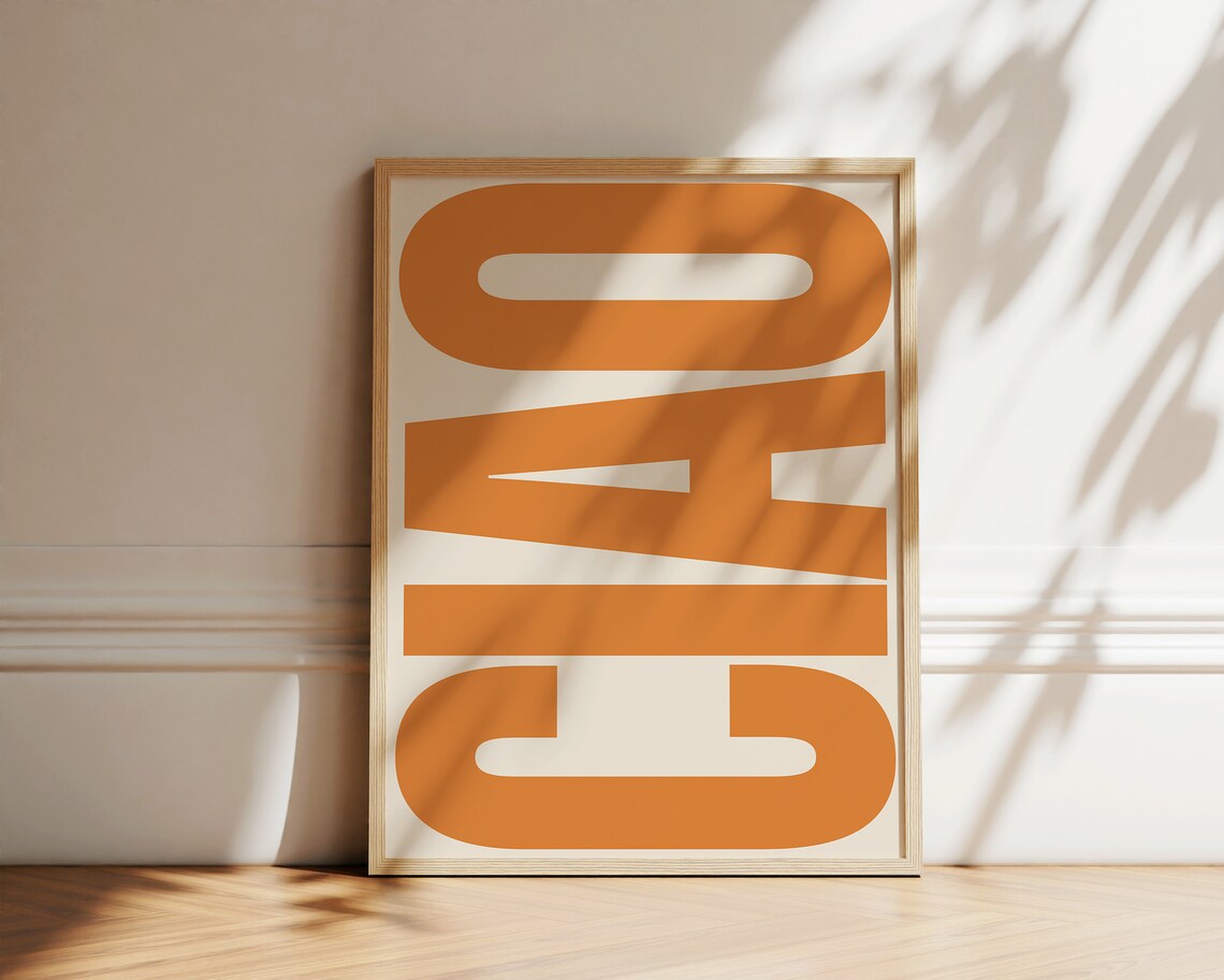 Ciao Trendy Italian Orange Poster Print