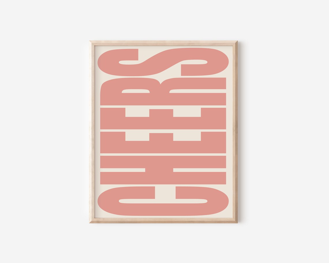 Cheers Typography Poster, Retro Bar Art Print
