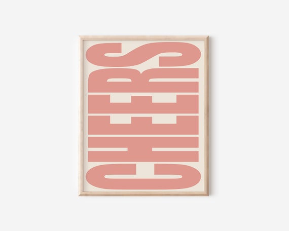 Cheers Typography Poster, Retro Bar Art Print