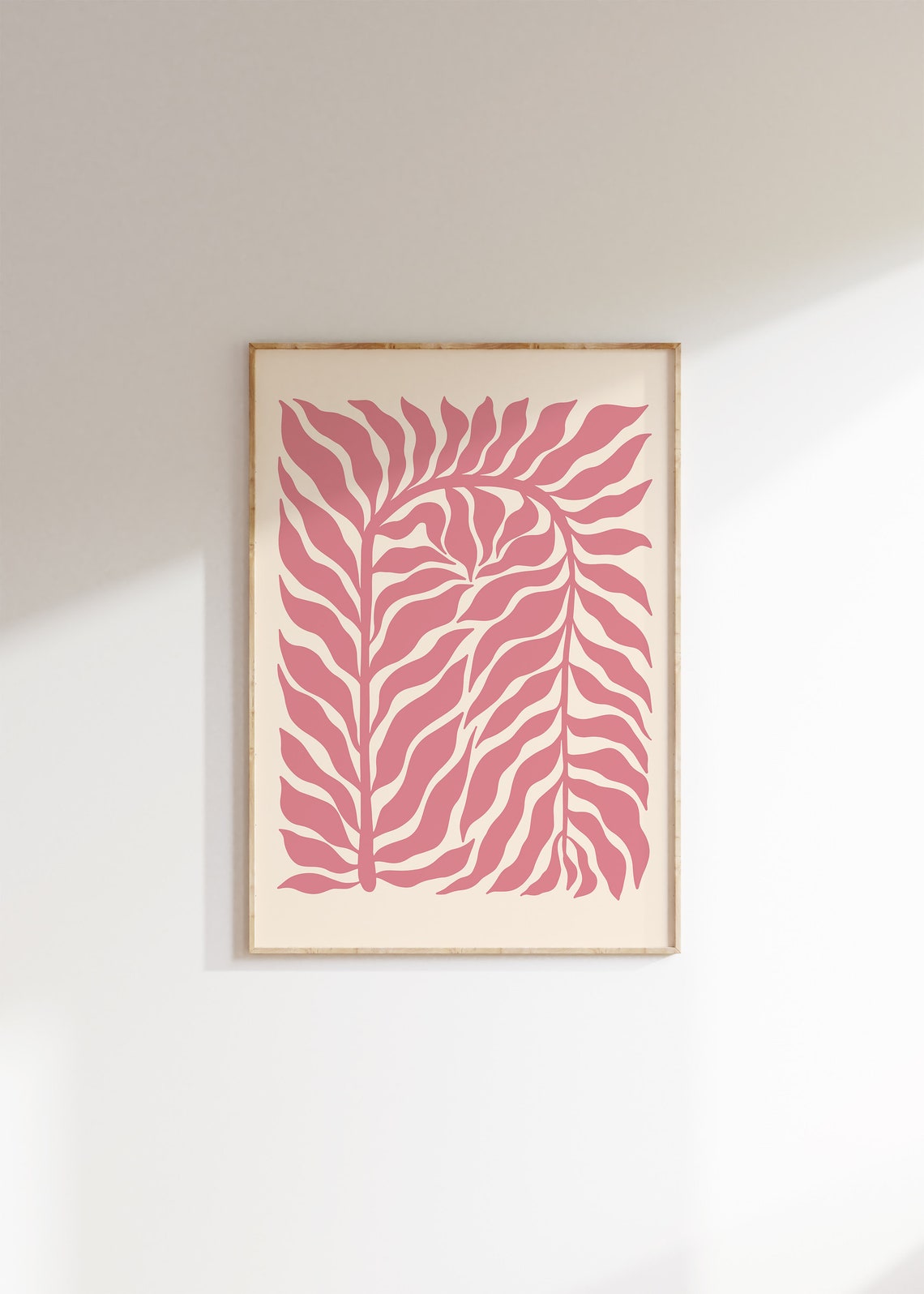 Matisse Inspired Botanical Branch Pink Retro Floral Decor Poster