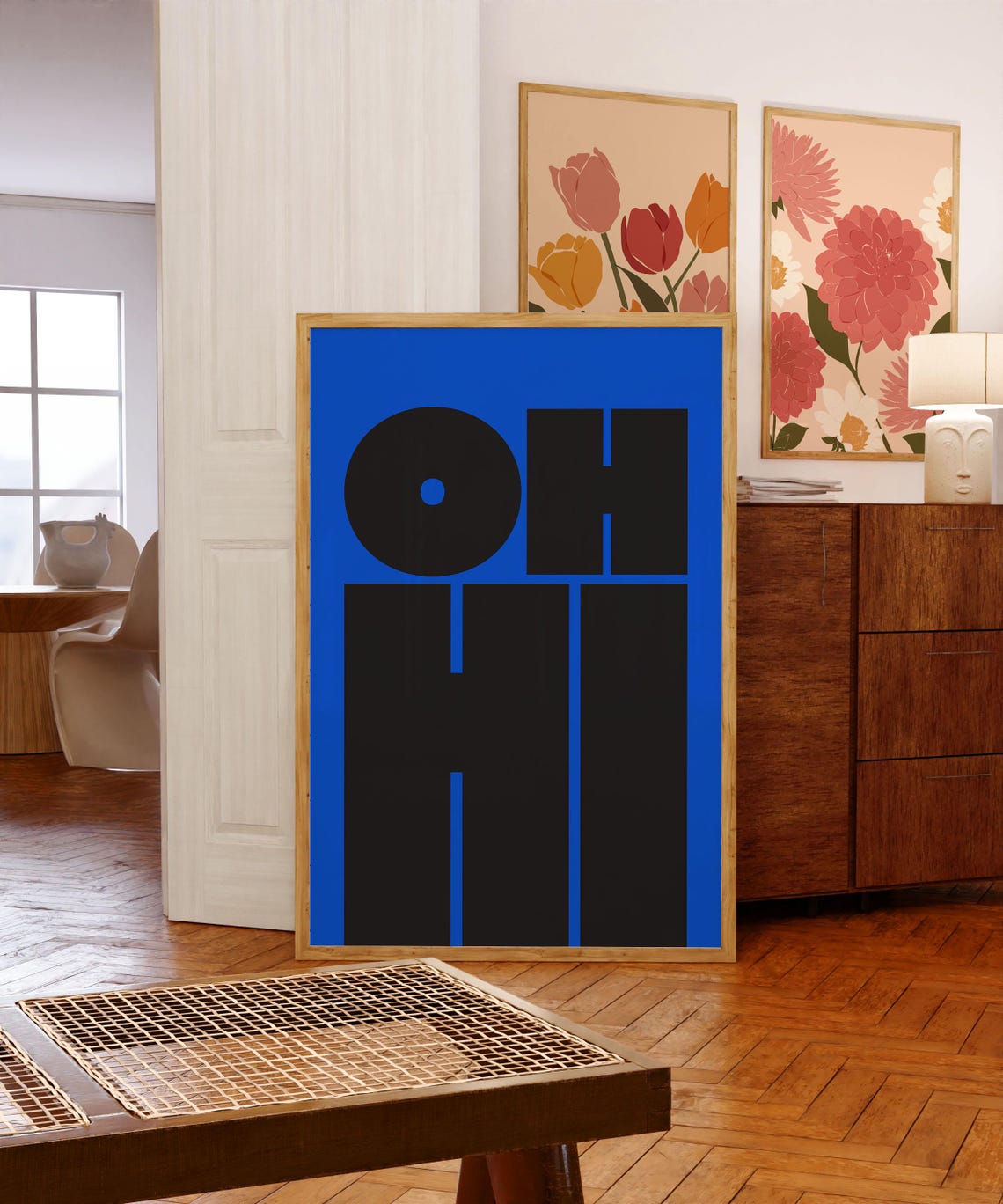 Oh Hi Black Blue Bold Typography Fun Modern Gallery Wall Poster - Image 2
