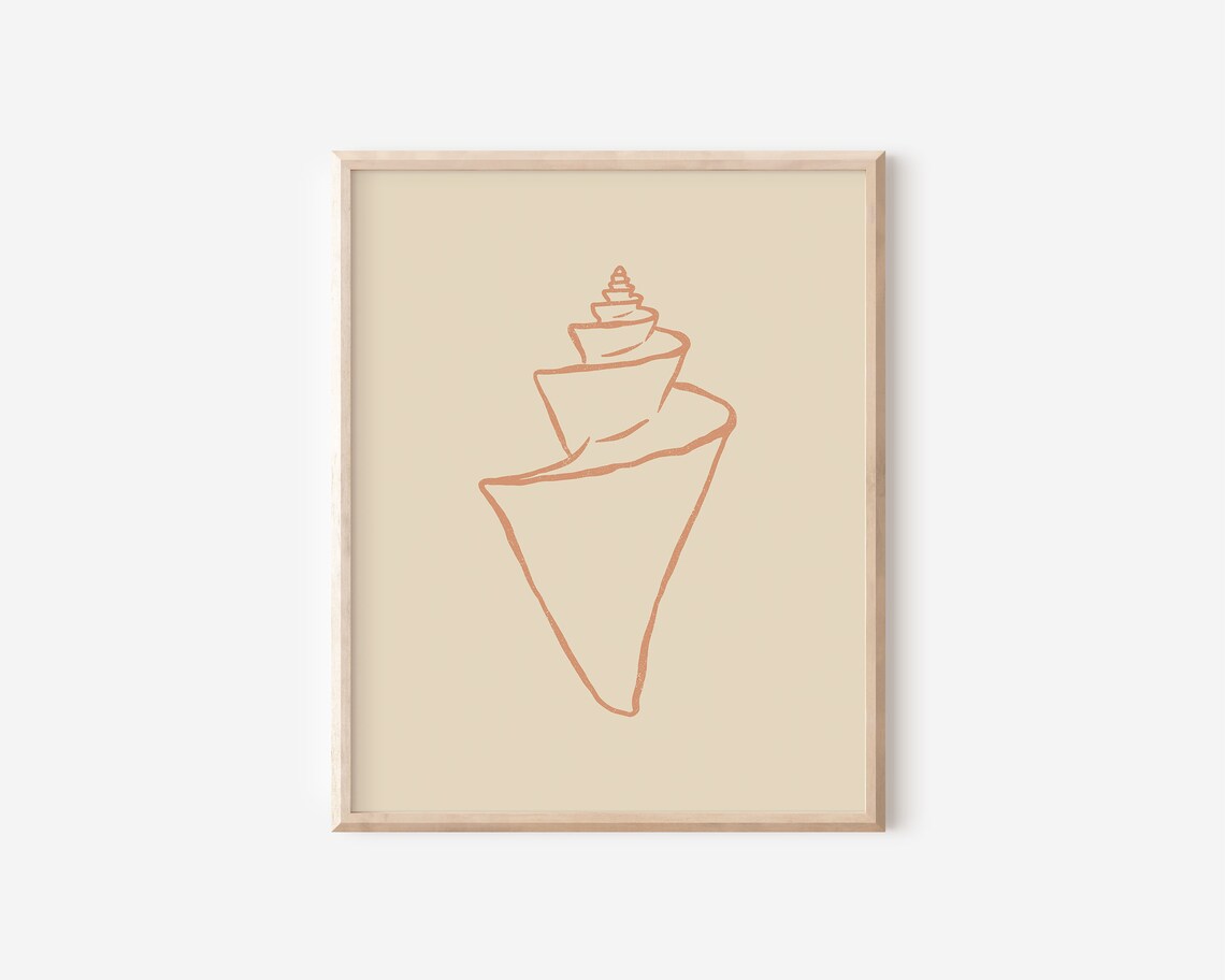 Seashell Art Print, Coastal Boho Line Drawing - Image 2