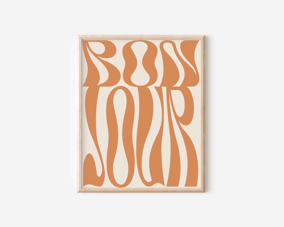 Groovy Bonjour Retro French Typography Art Print