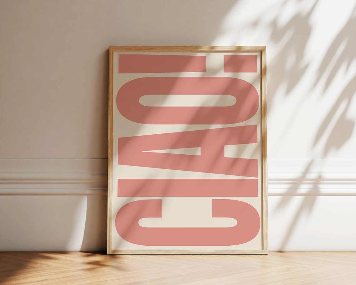 Ciao Typography Poster, Italian Retro Travel Poster