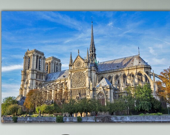 Notre Dame De Paris Canvas Print French Gothic Architecture