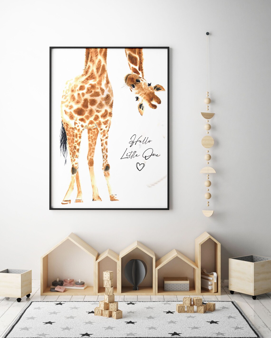 Hello Little One Giraffe Print, Nursery Art Print