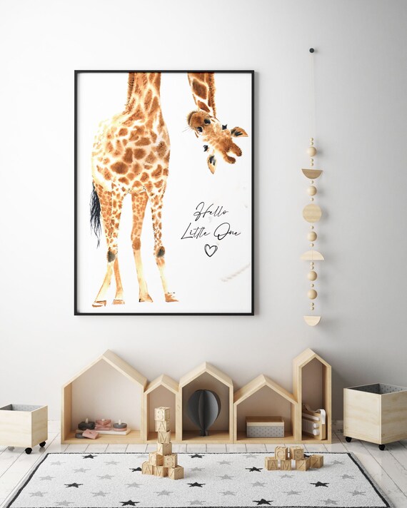 Hello Little One Giraffe Print, Nursery Art Print