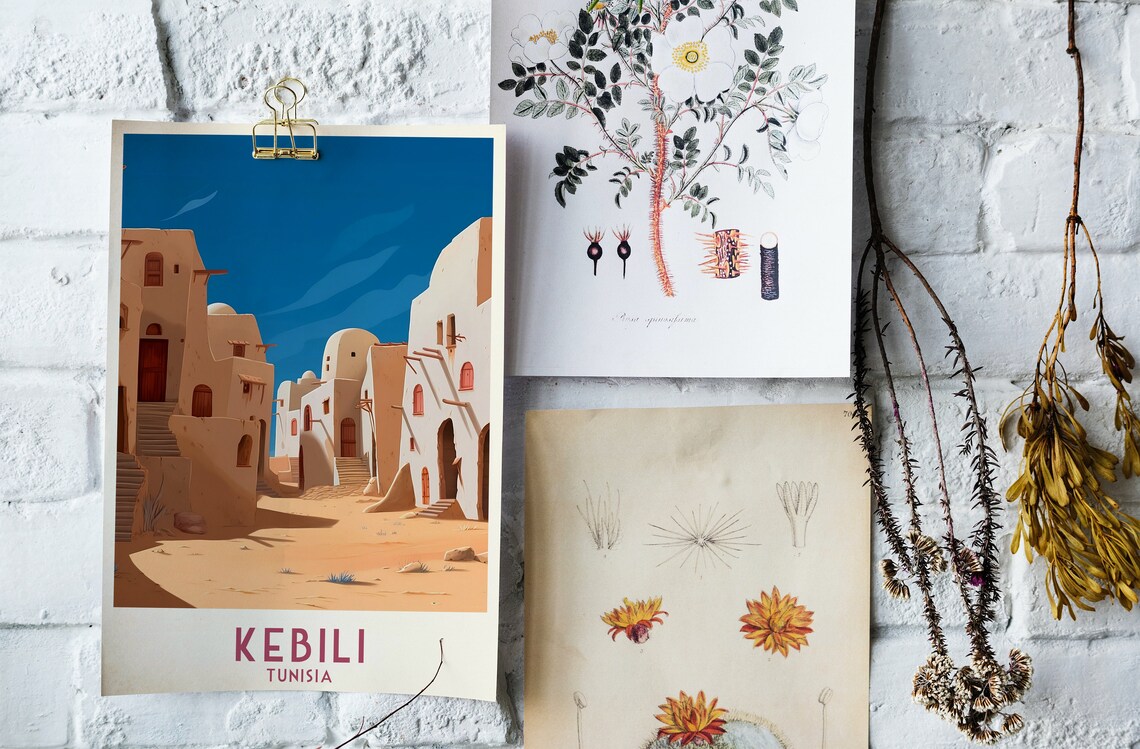 Kebili Tunisia Desert Old Town Street Vintage Retro Travel Poster - Image 4