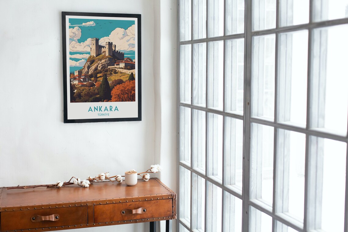 Ankara Turkiye Historic Castle Hilltop Autumn Skyline Travel Poster - Image 4