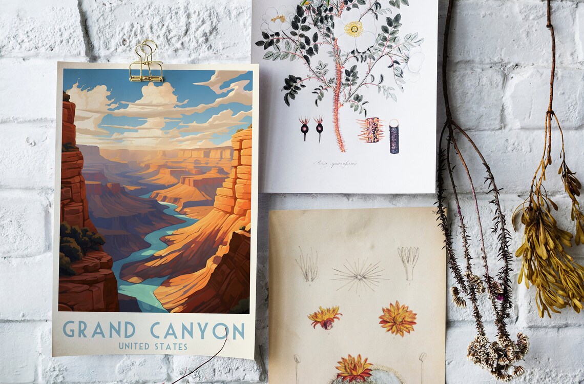 Grand Canyon United States Sunset Overlook Vintage Travel Poster - Image 4
