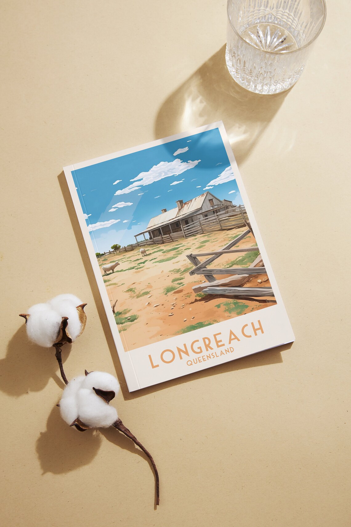 Longreach Queensland Outback Station Shed Sheep Retro Travel Poster - Image 2