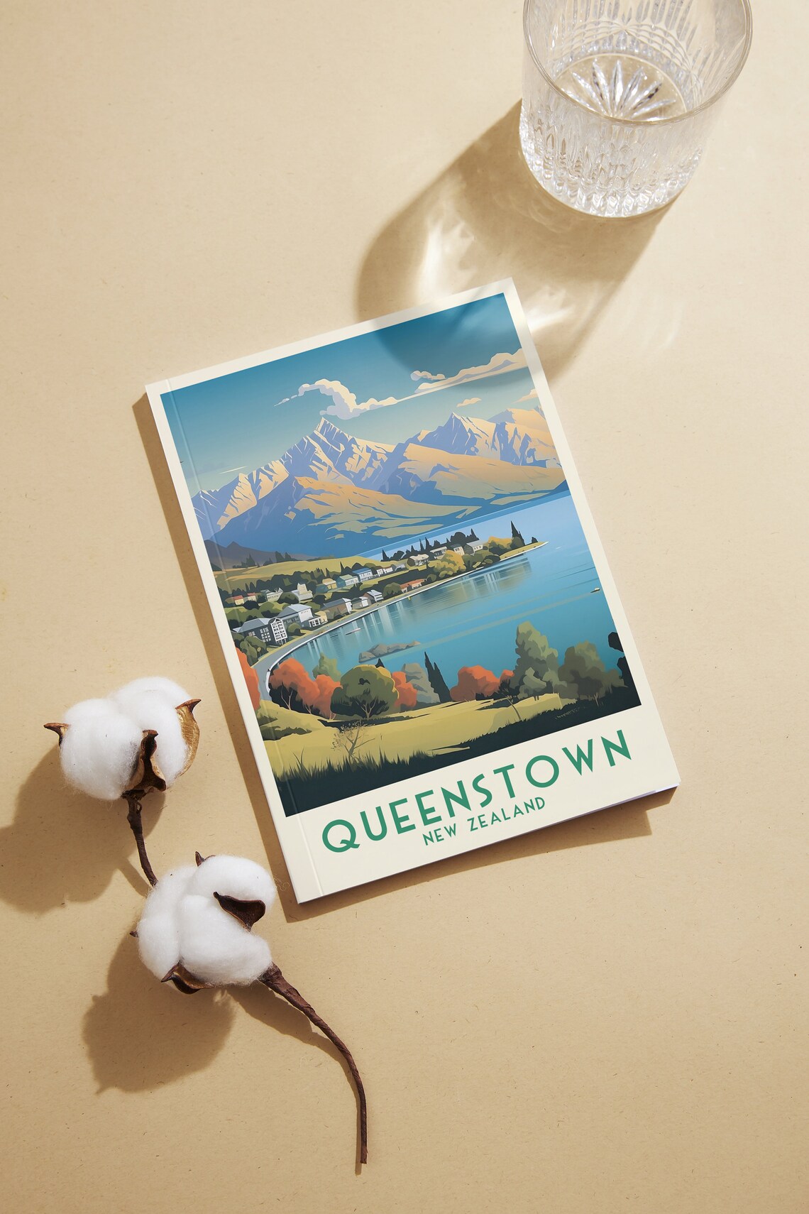 Queenstown New Zealand Vintage Lake and Mountain Vista Poster - Image 2