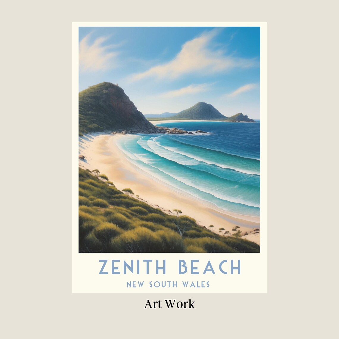 Zenith Beach White Sand Cove Headland New South Wales Travel Poster - Image 2