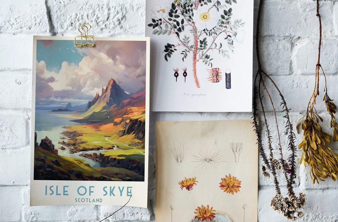 Isle of Skye Old Man of Storr Rock Sunrise Golden Meadow Poster - Image 4