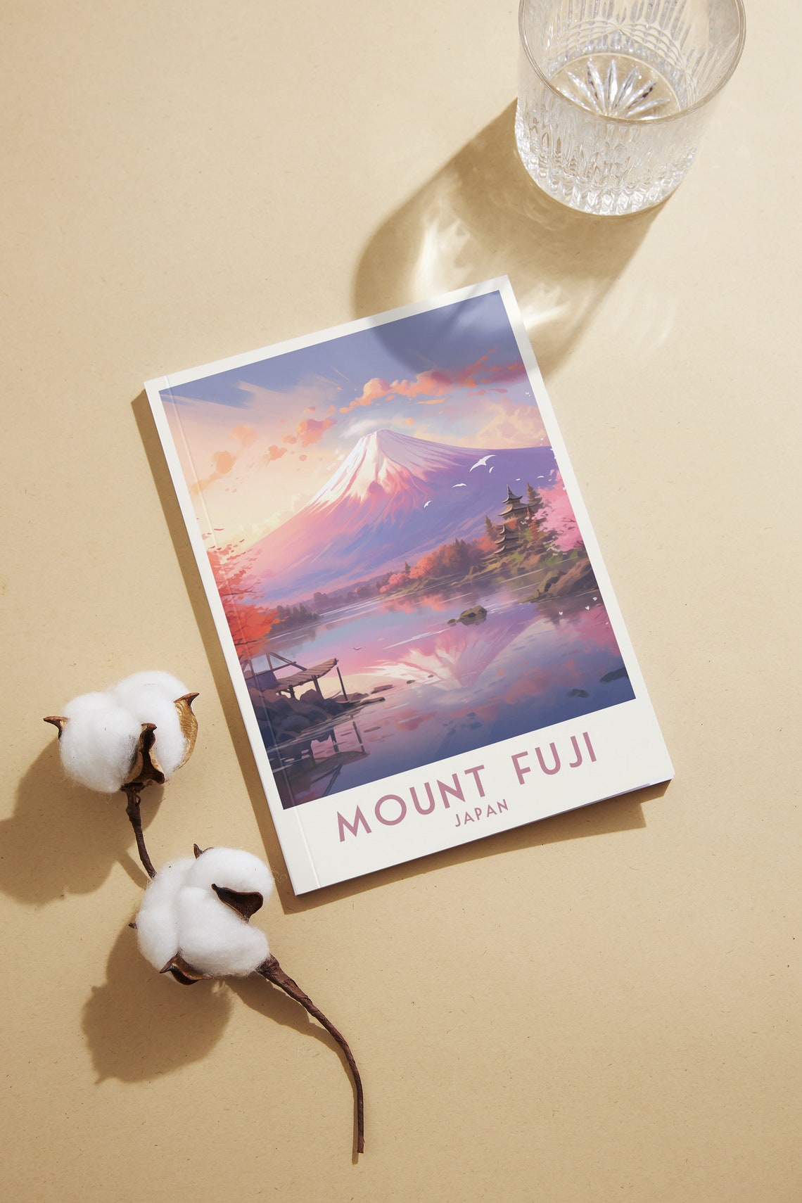 Mount Fuji Japan Cherry Blossom Pagoda Lake Reflection Poster - Image 2